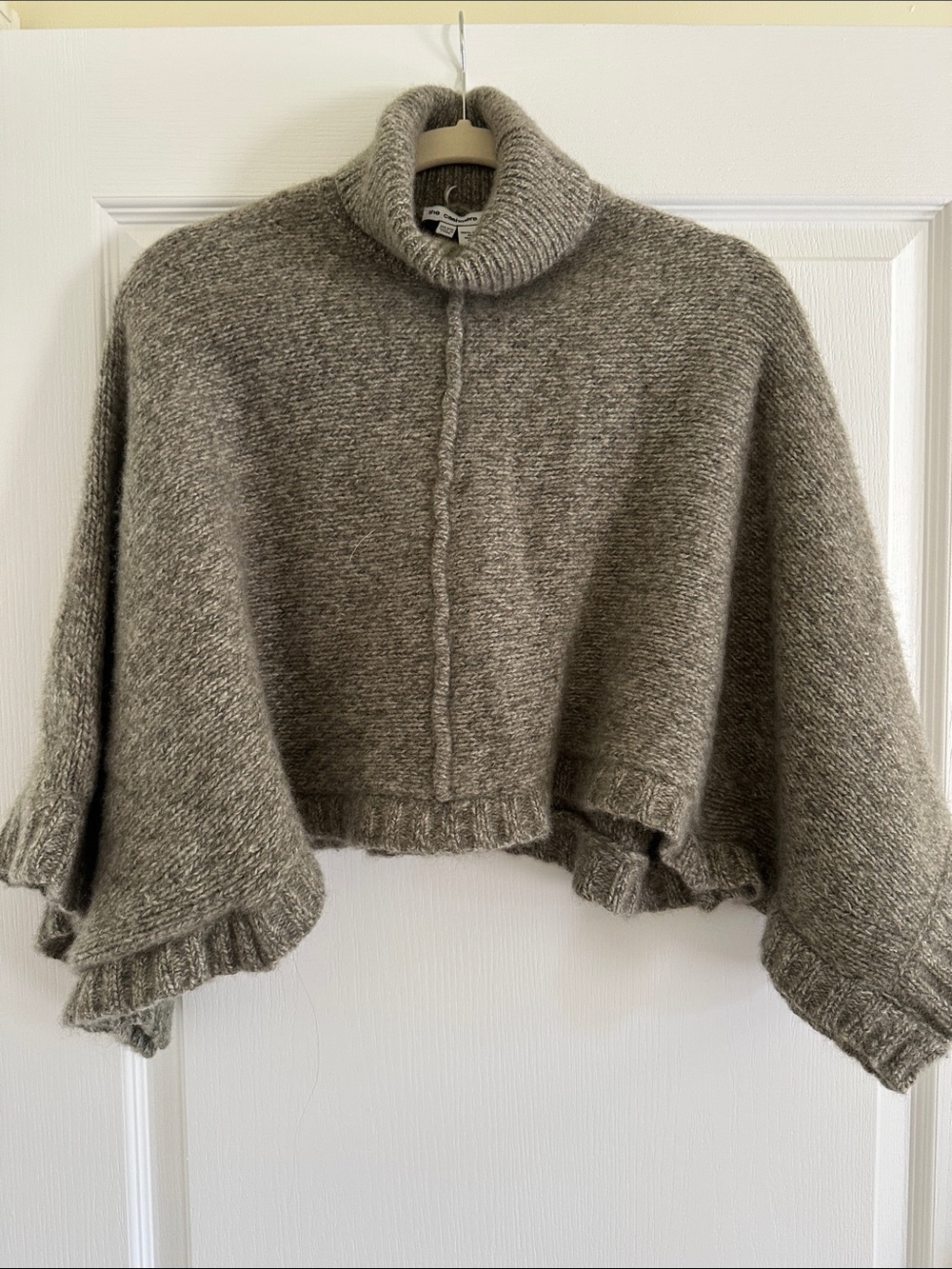Cropped Taupe Turtleneck Sweater Cape